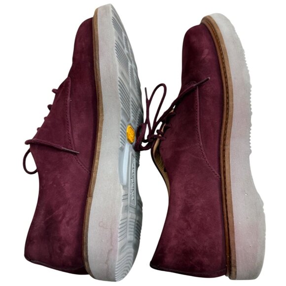 Samuel Hubbard Womens Burgundy Suede Lace-Up Oxford Shoes Size M US 6 EU 36 Leat - Picture 13 of 16